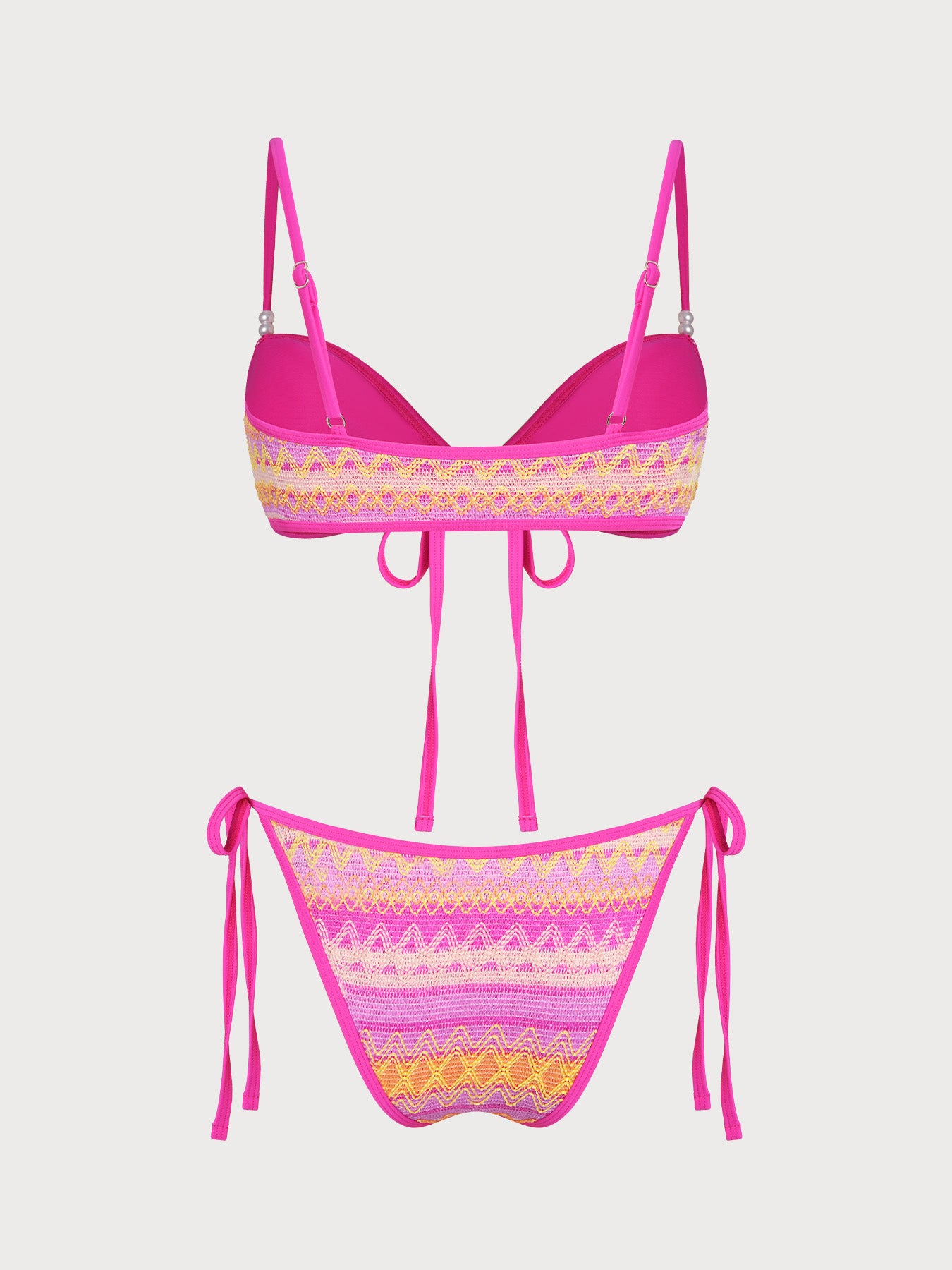 Women's Knitted Polyester Rainbow Striped Bikini Set Bikinis - SAMIOLSWIM