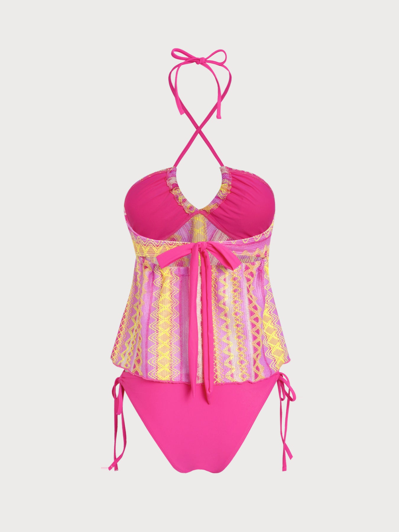 Women's Knitted Polyester Rainbow Striped Tankini Set Tankinis - SAMIOLSWIM