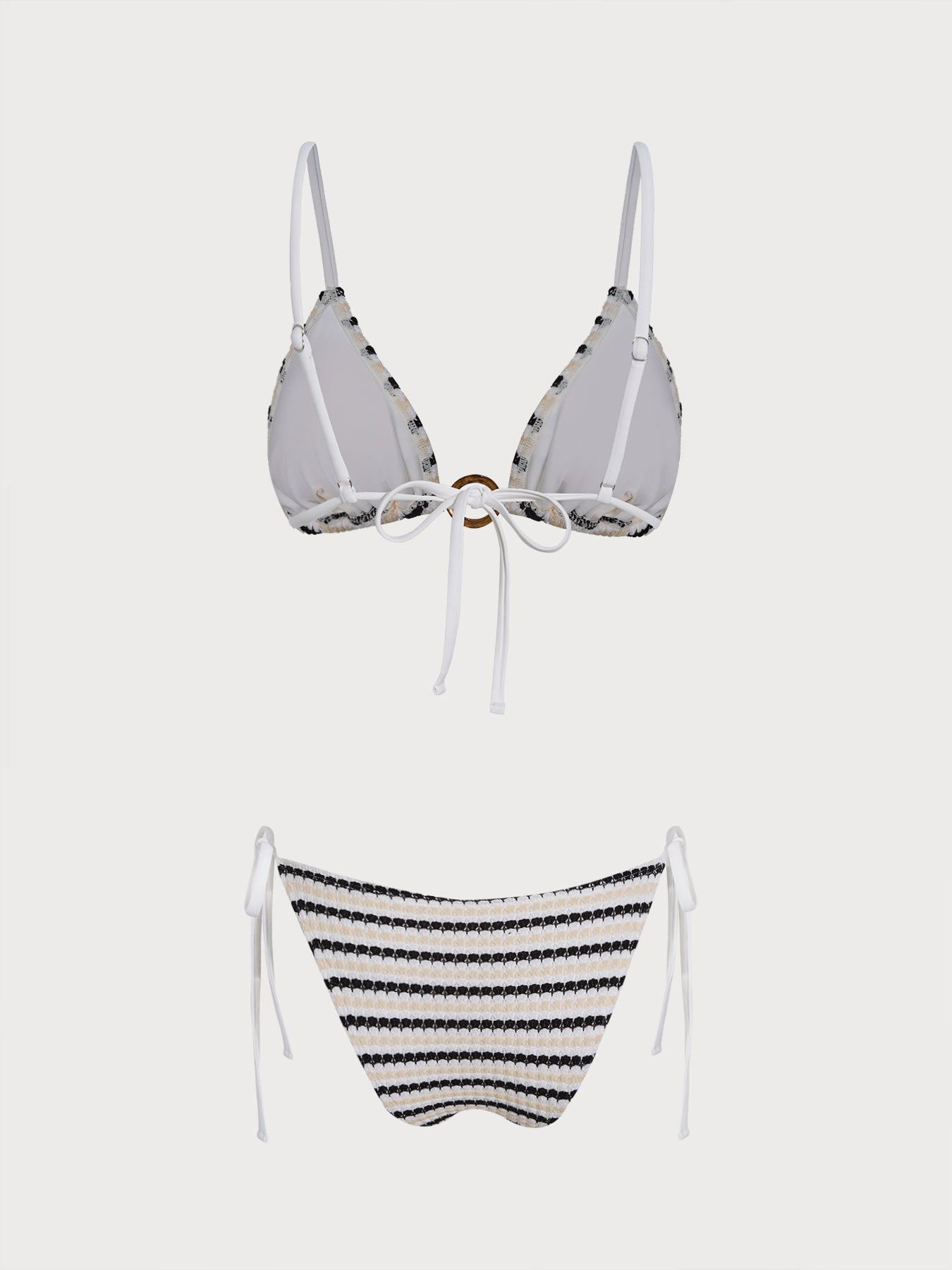 Women's Knitted Polyester Retro Striped Bikini Set Bikinis - SAMIOLSWIM