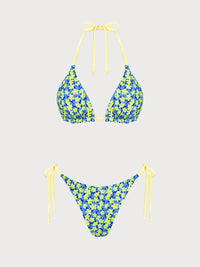 Women's Knitted Polyester Reversible Floral Print Bikini Set Bikinis - SAMIOLSWIM