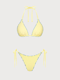 Women's Knitted Polyester Reversible Floral Print Bikini Set Bikinis - SAMIOLSWIM