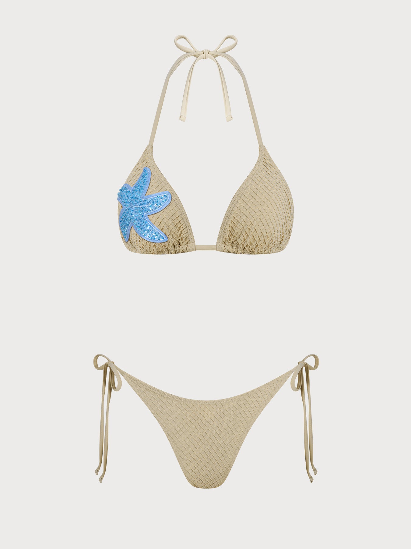 Women's Knitted Polyester Starfish-Embellished Bikini Set Bikinis - SAMIOLSWIM