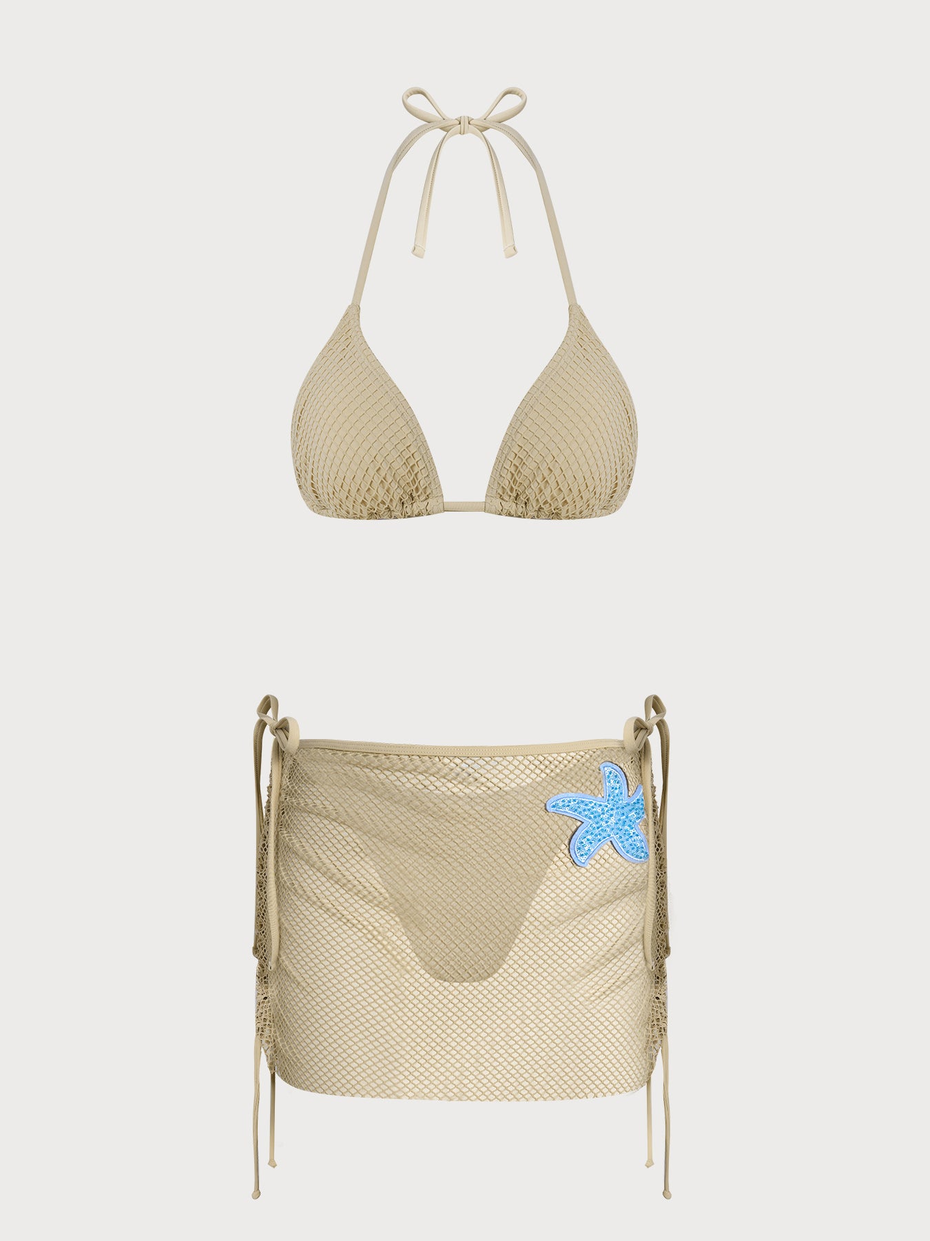Women's Knitted Polyester Starfish-Embellished Bikini Set Bikinis - SAMIOLSWIM