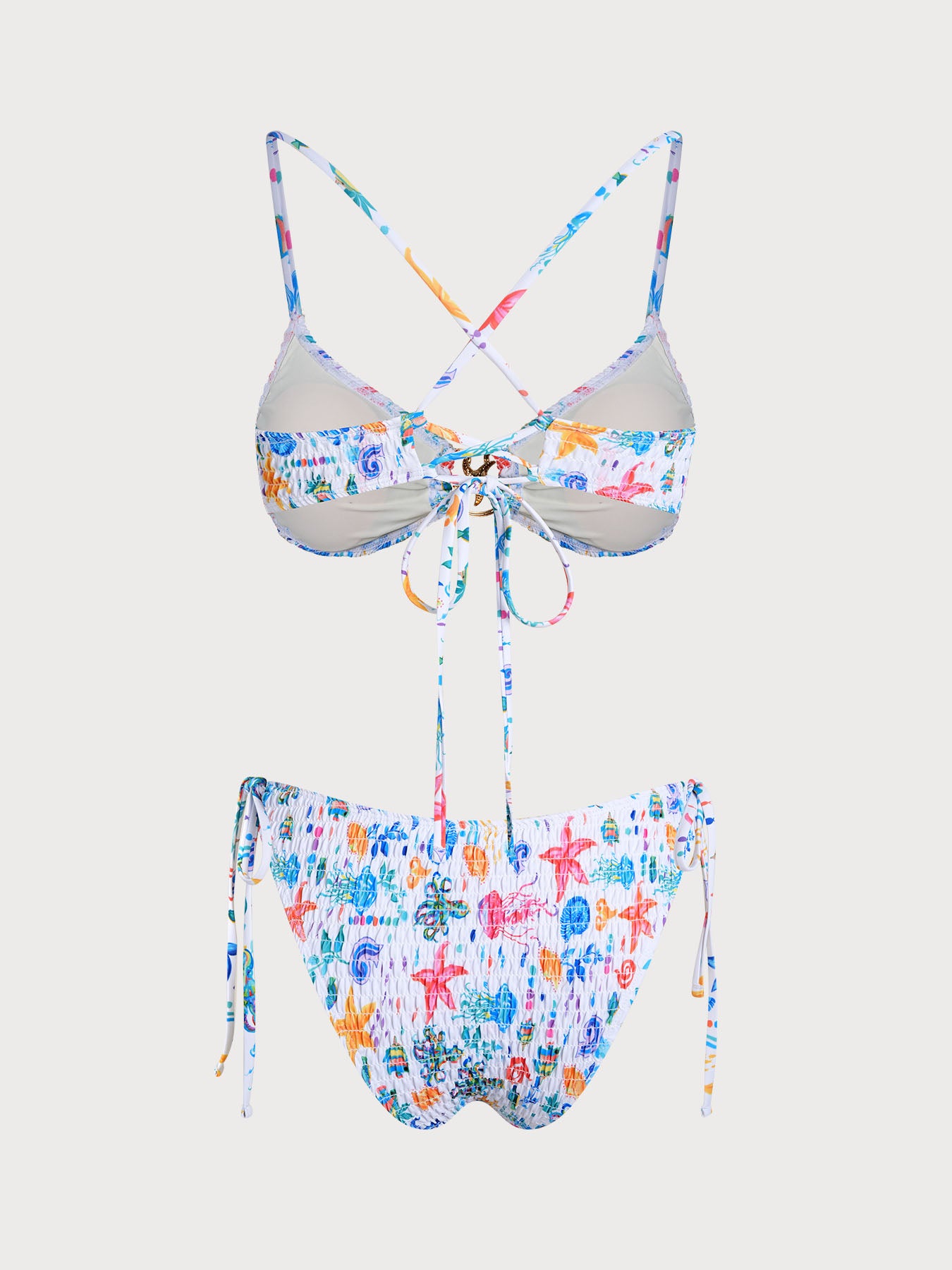 Women's Knitted Polyester Starfish Print Bikini Set Bikinis - SAMIOLSWIM