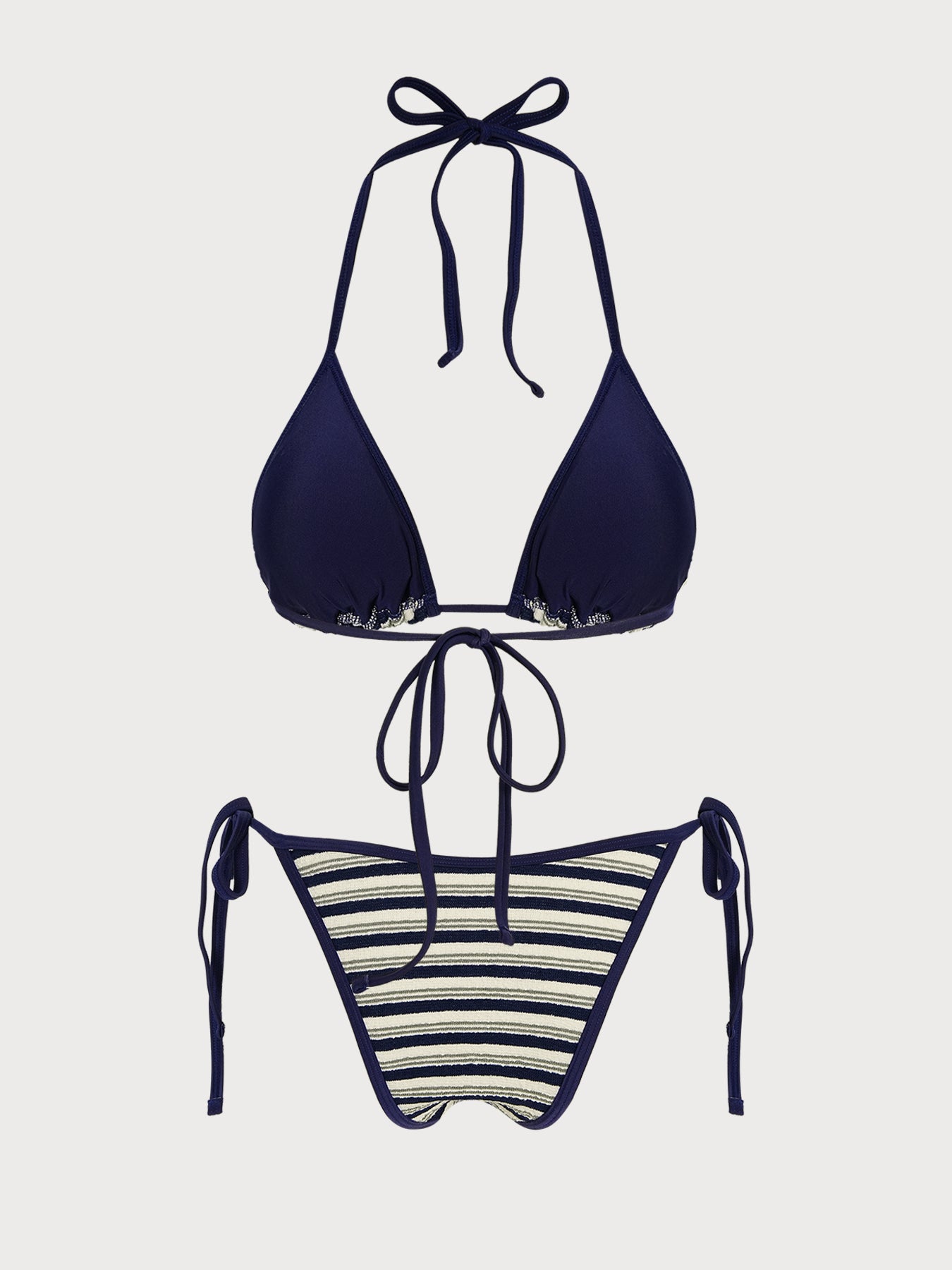 Women's Knitted Polyester Striped Bikini Set Bikinis - SAMIOLSWIM