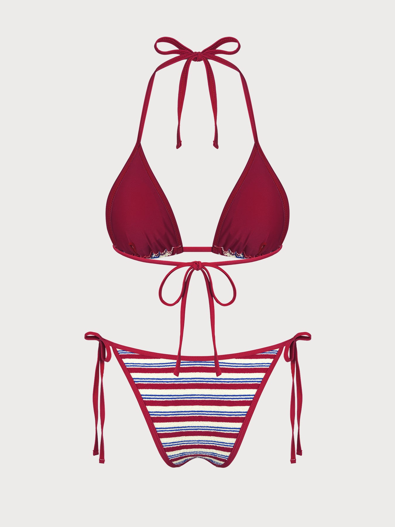 Women's Knitted Polyester Striped Bikini Set Bikinis - SAMIOLSWIM