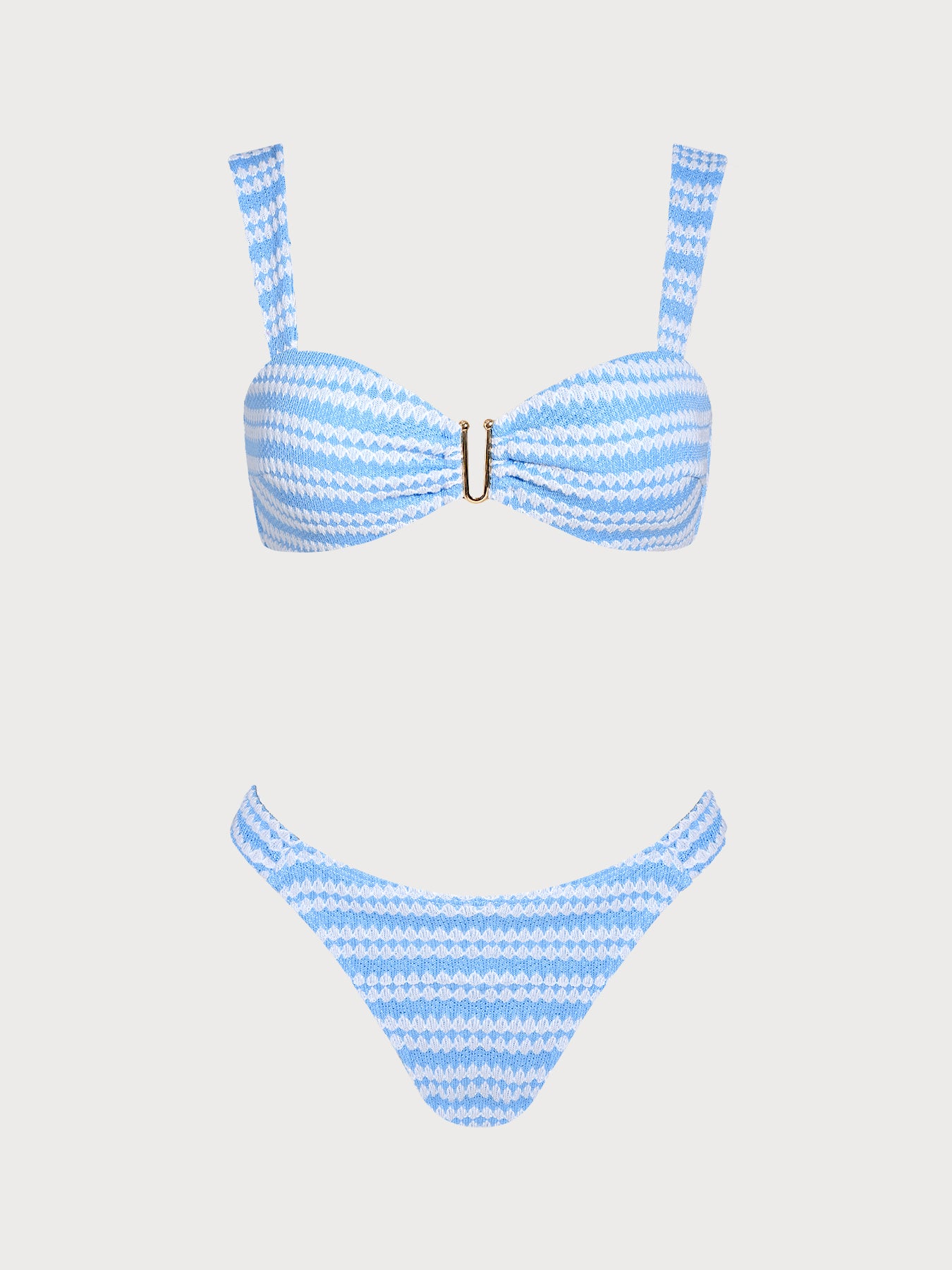 Women's Knitted Polyester Striped Bikini Set Bikinis - SAMIOLSWIM