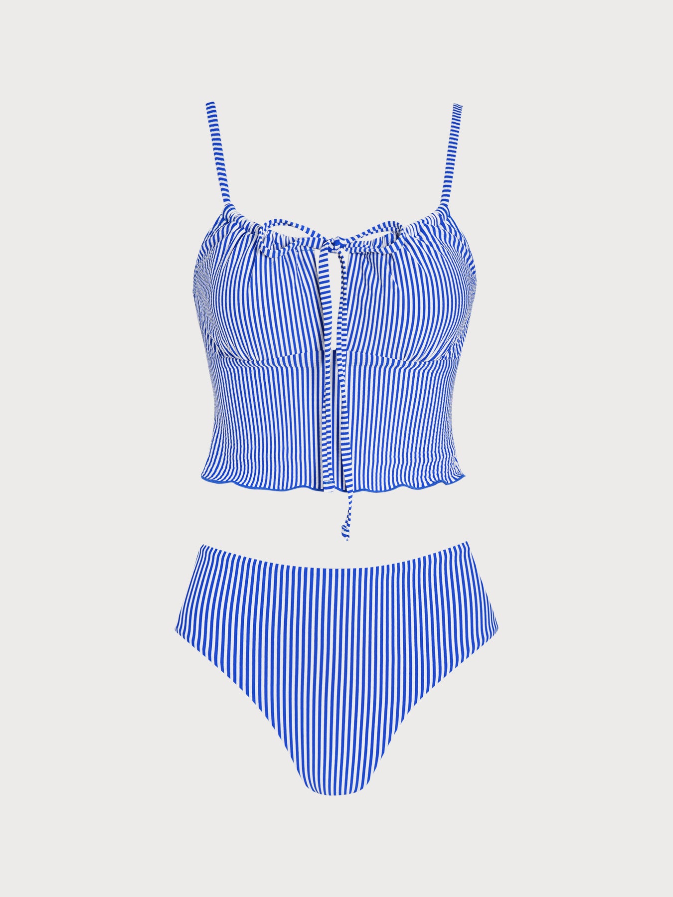 Women's Knitted Polyester Striped Tankini Suit Tankinis - SAMIOLSWIM