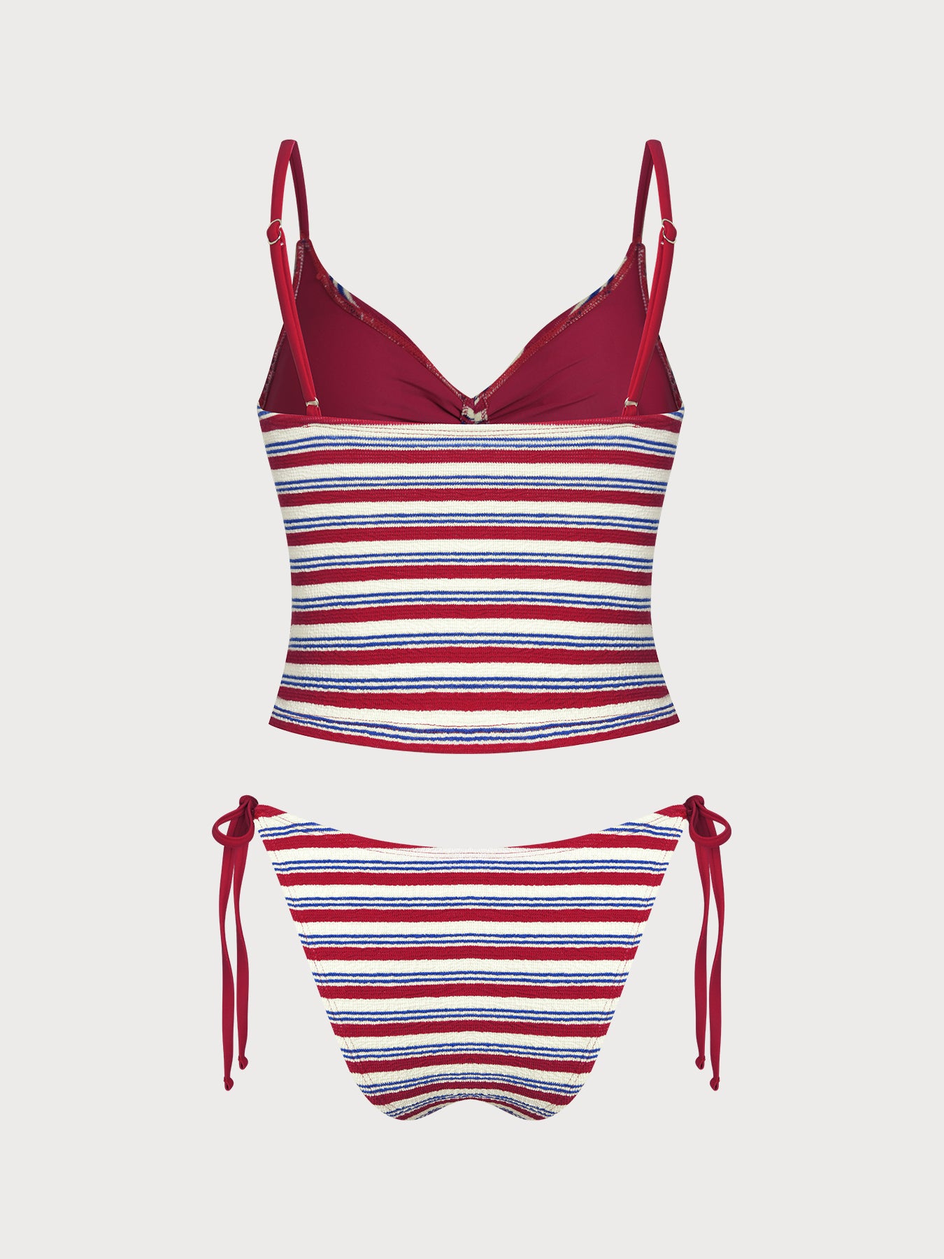 Women's Knitted Polyester Striped Tankini Suit Tankinis - SAMIOLSWIM