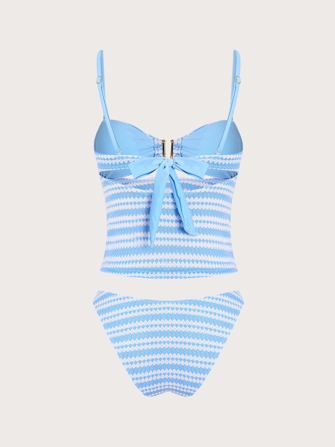 Women's Knitted Polyester Striped Tankini Suit Tankinis - SAMIOLSWIM