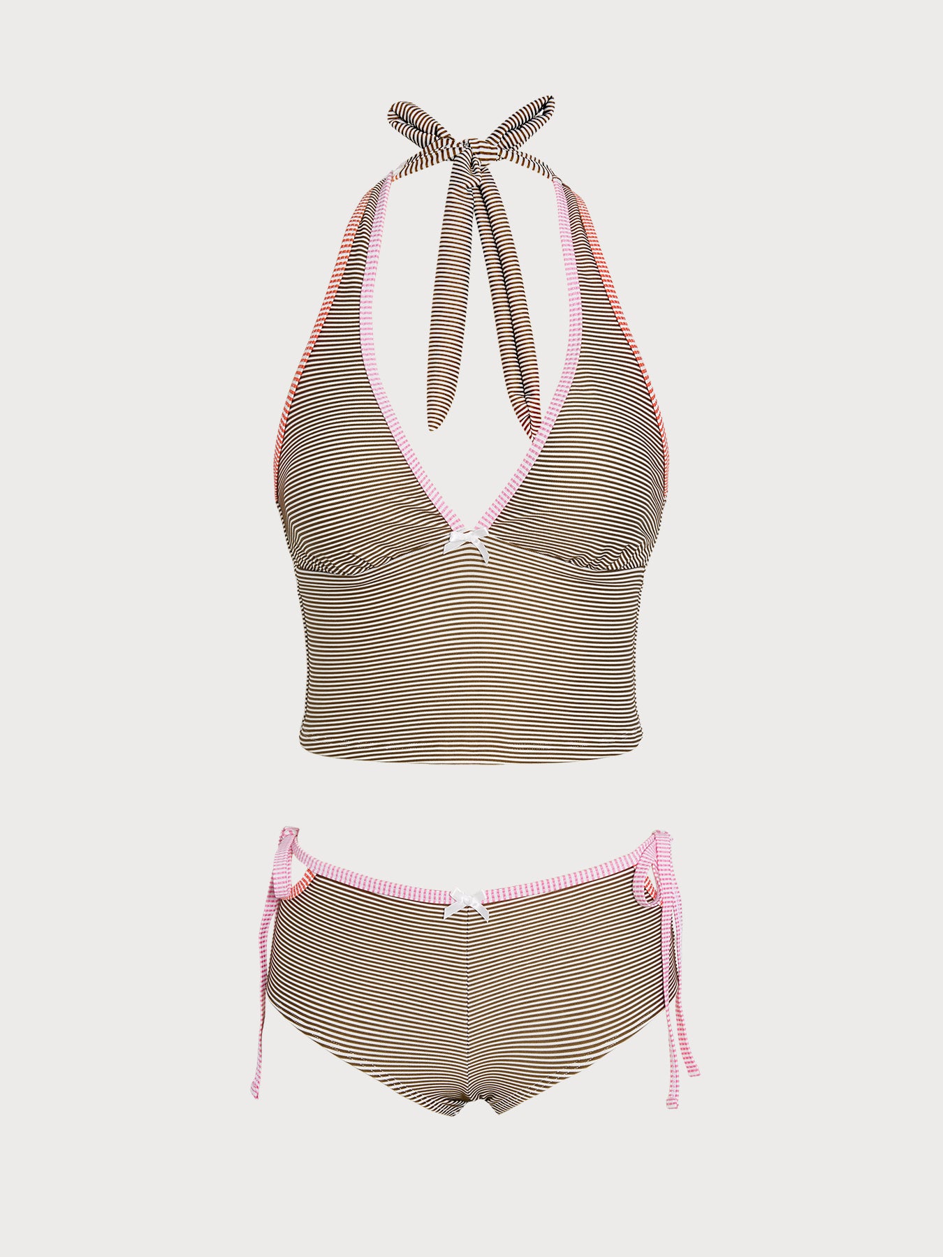 Women's Knitted Polyester Tankini Set Coffee Tankinis - SAMIOLSWIM