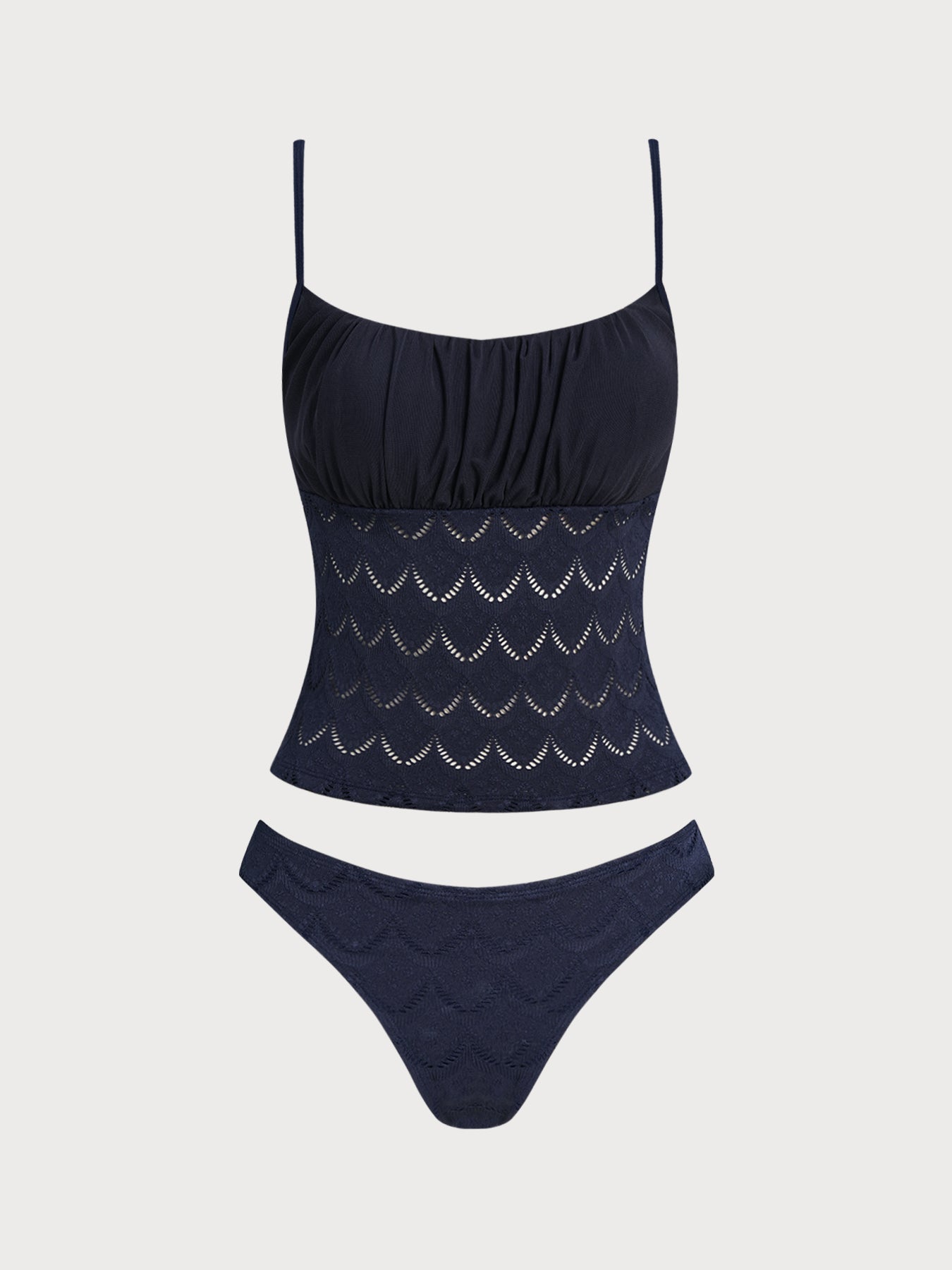 Women's Knitted Polyester Tankini Set Royal Blue Tankinis - SAMIOLSWIM