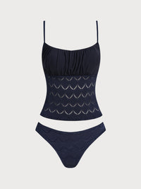 Women's Knitted Polyester Tankini Set Royal Blue Tankinis - SAMIOLSWIM