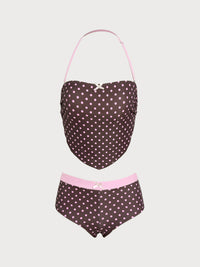 Women's Knitted Polyester Tankini Suit Coffee - SAMIOLSWIM