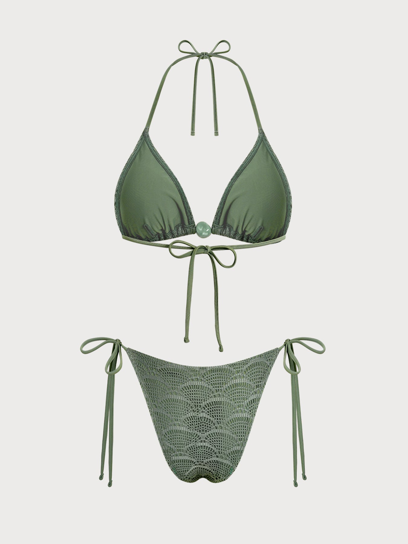 Women's Knitted Polyester Trim Bikini Set Bikinis - SAMIOLSWIM