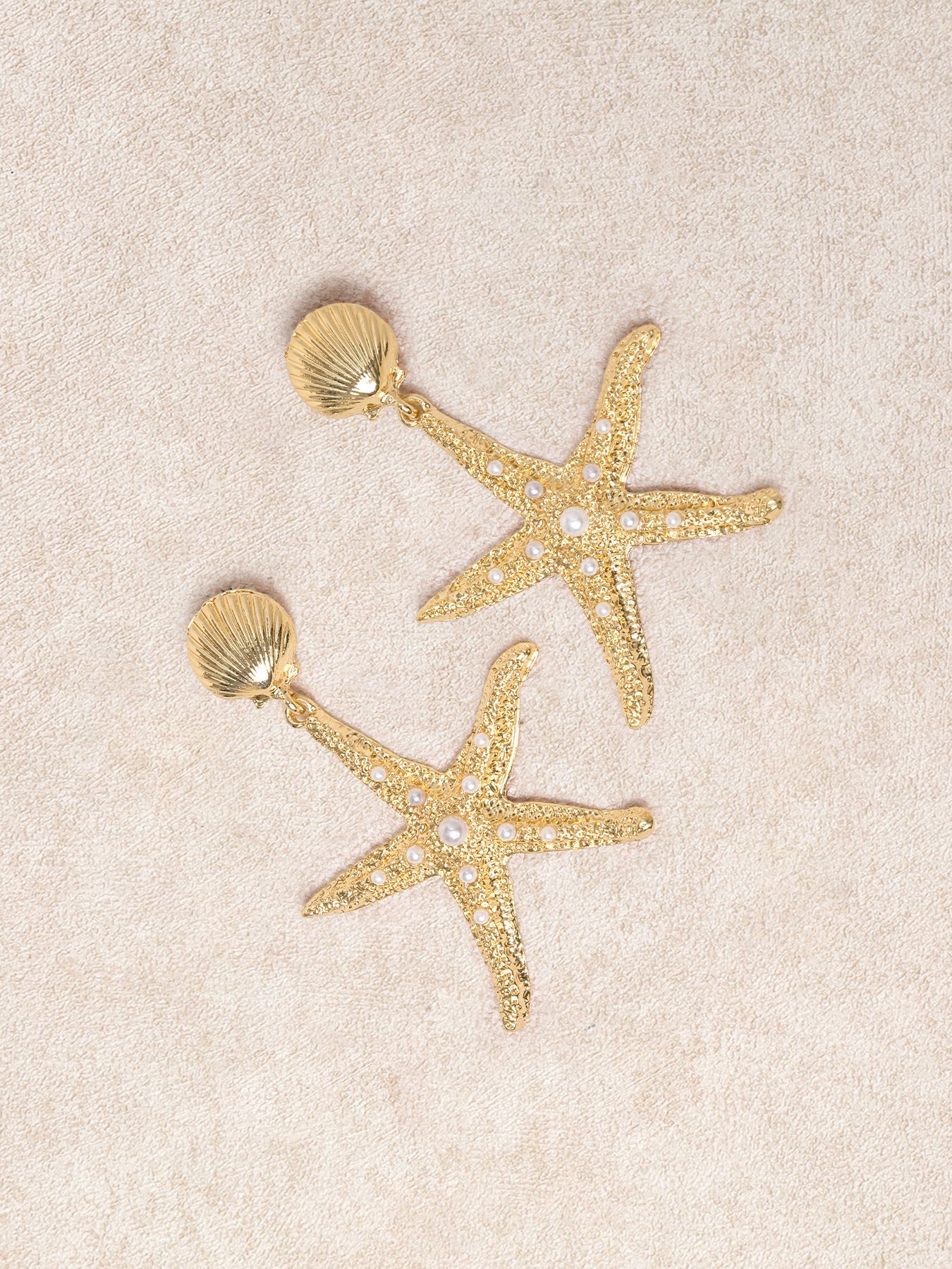 Women's metal and rhinestone starfish stud earrings Earrings - SAMIOLSWIM
