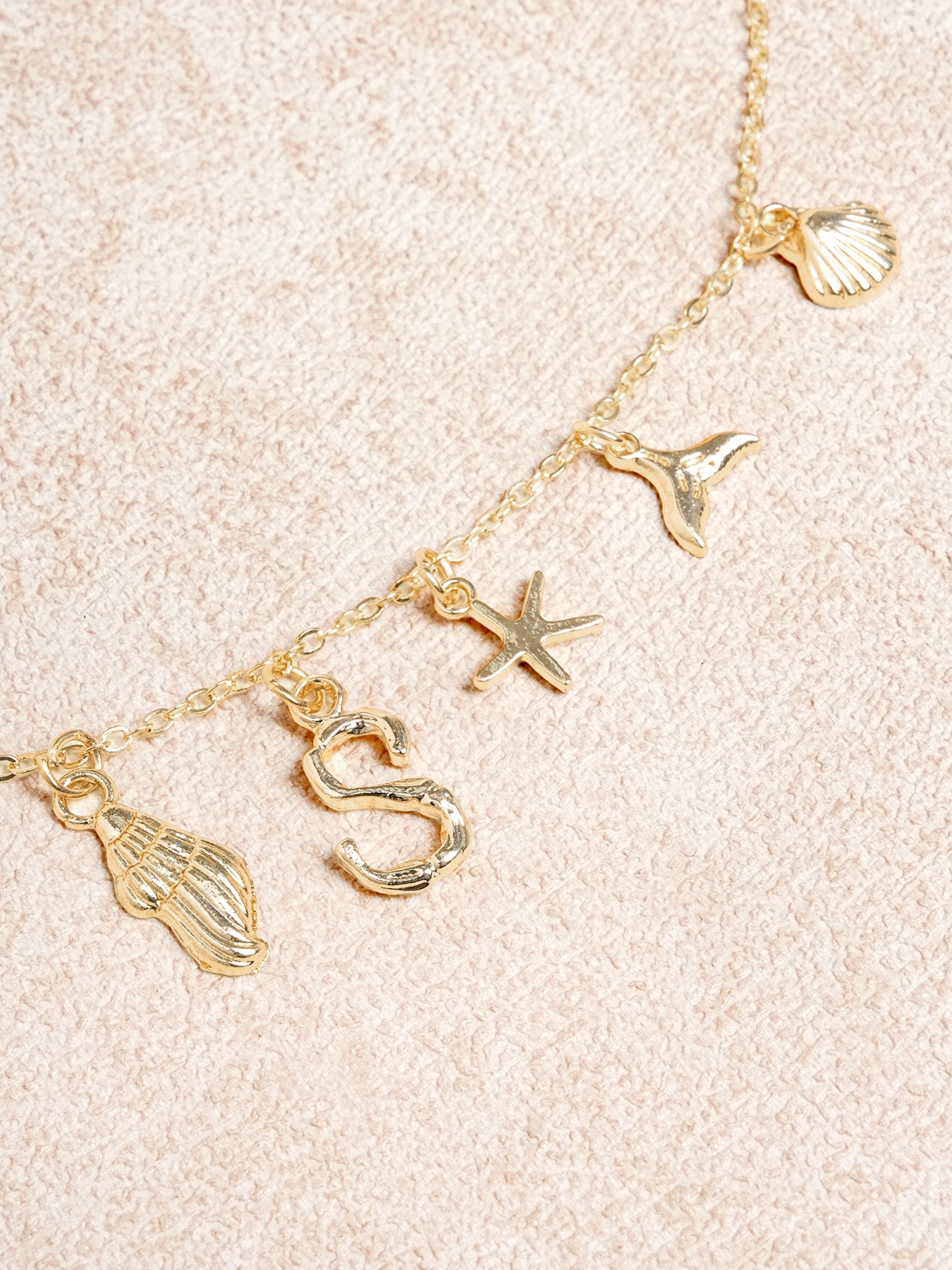 Women's Metal Letter Starfish Shell Necklace Necklaces - SAMIOLSWIM