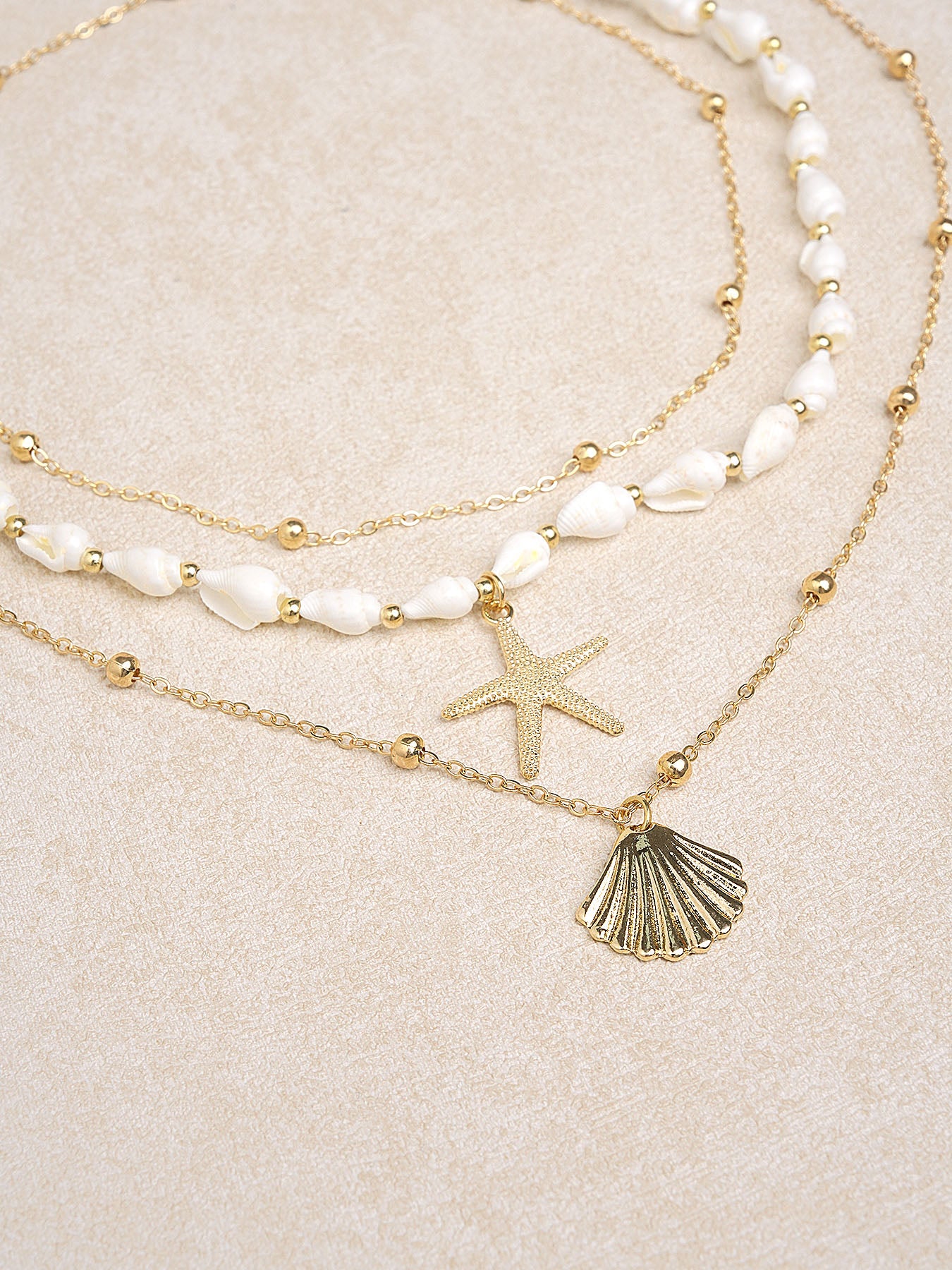 Women's Metal Starfish Scallop Necklace Necklaces - SAMIOLSWIM