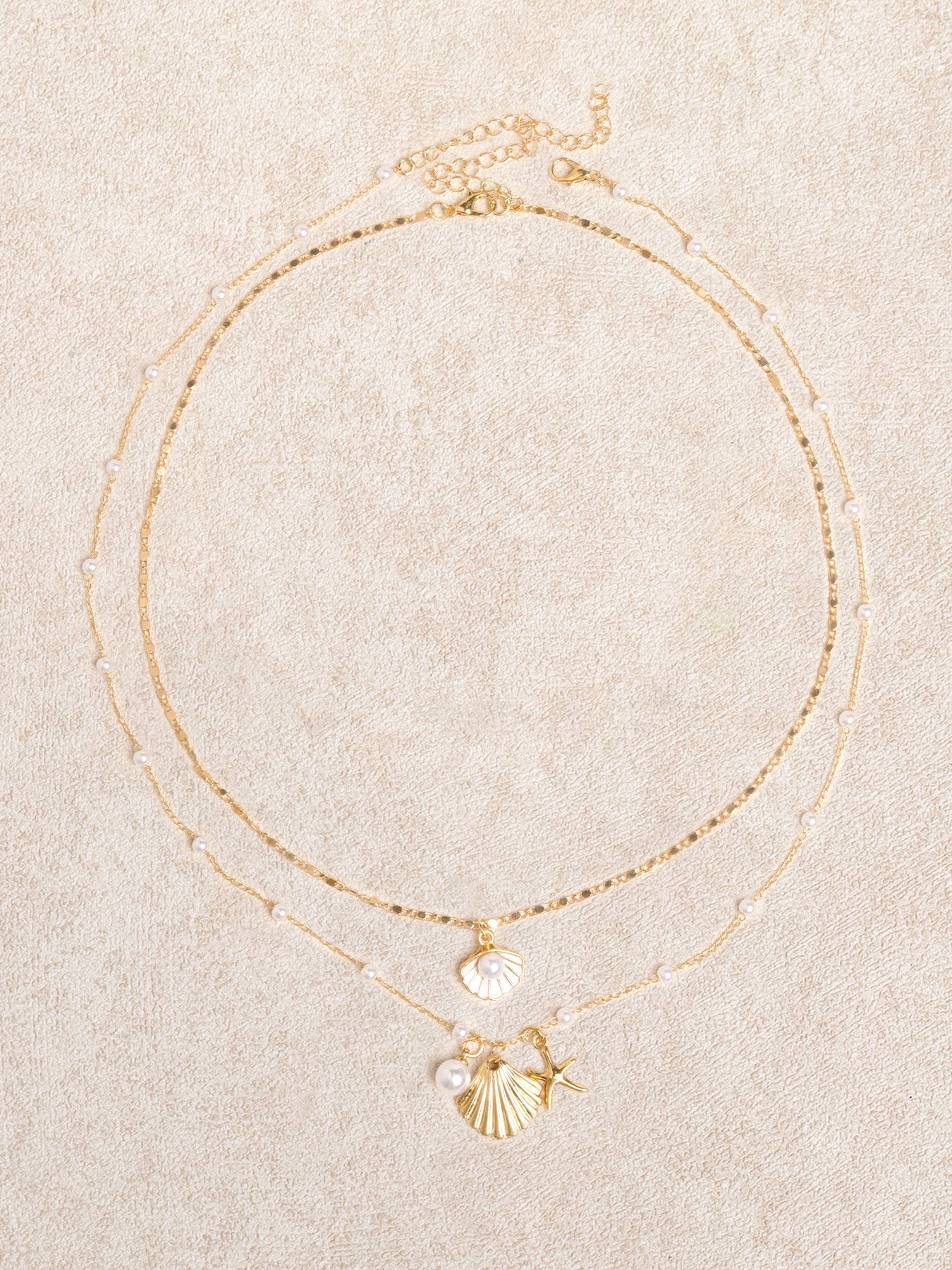 Women's Pearl Starfish Shell Necklace Gold Necklaces - SAMIOLSWIM