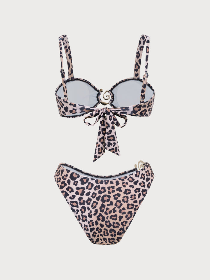 Trendy Bikini Leopard and Solid Color Swimsuit main image 0