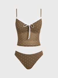 Women's Polyester Knitted Mesh Tankini Sets Coffee Tankinis - SAMIOLSWIM