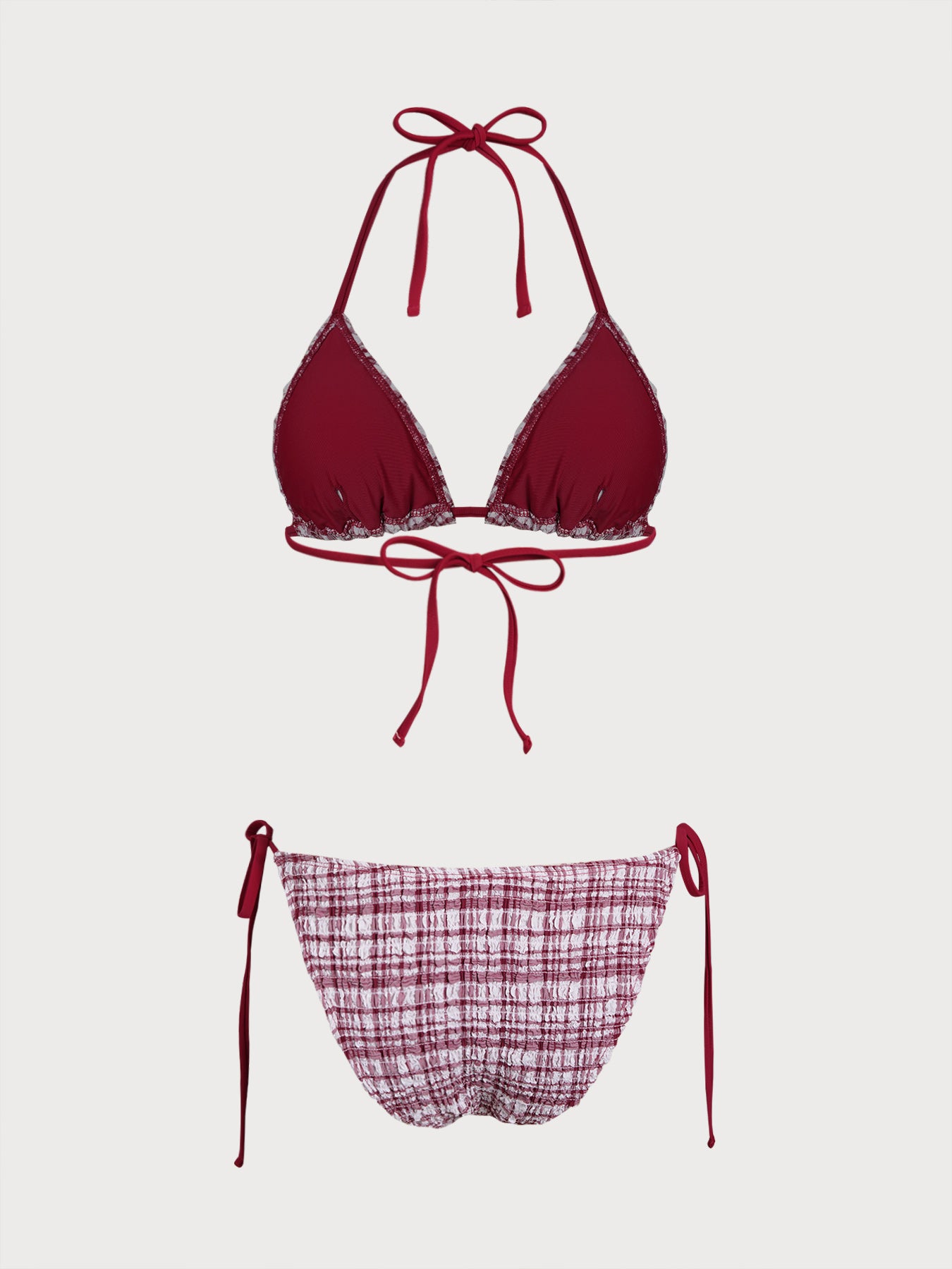 Women's Polyester Plaid Bikini Set Bikinis - SAMIOLSWIM