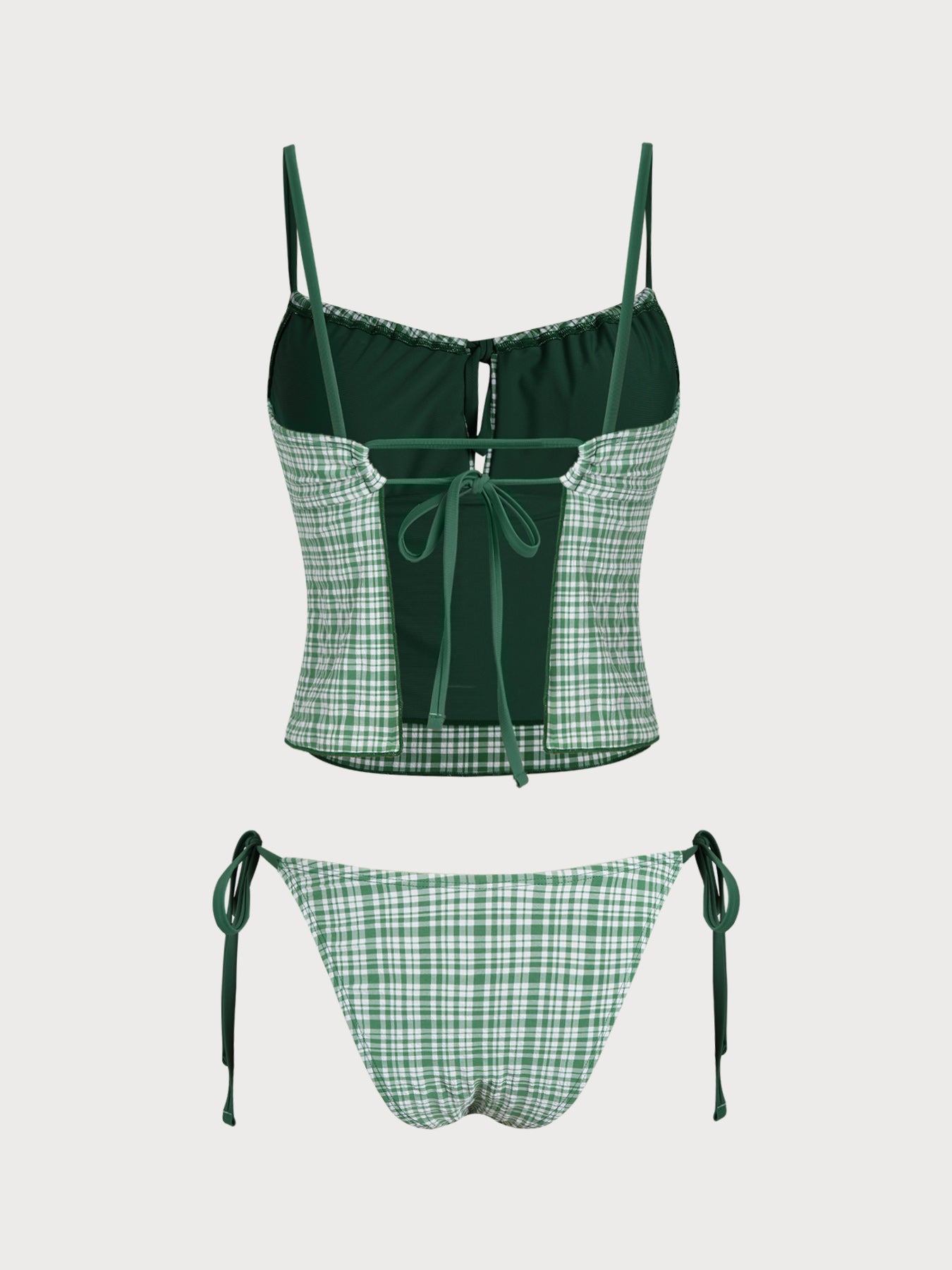Green Plaid Tie-Front Tankini Set & Reviews - Green - Tankinis
