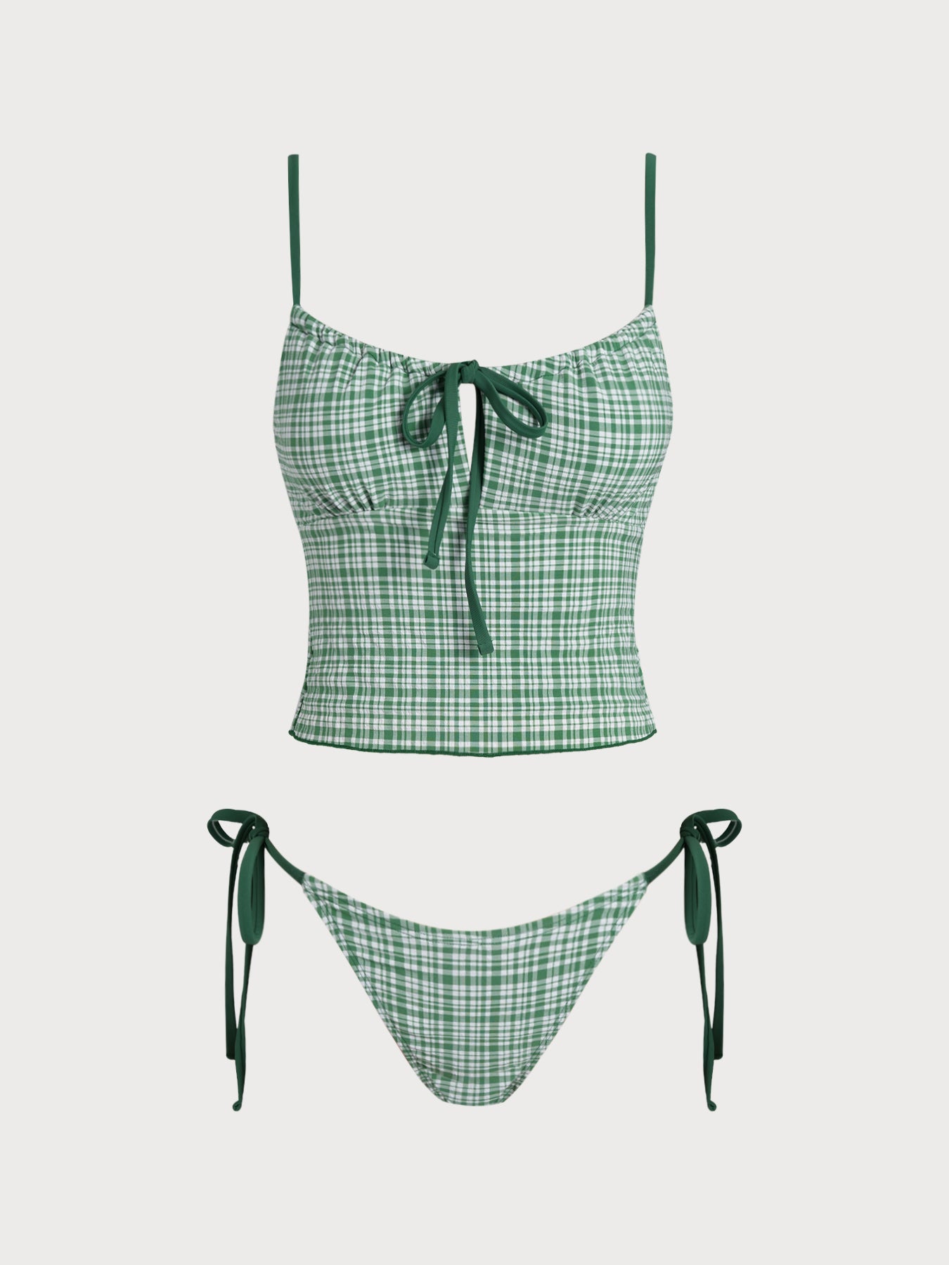 Women's Polyester Plaid Tankini Suit Tankinis - SAMIOLSWIM