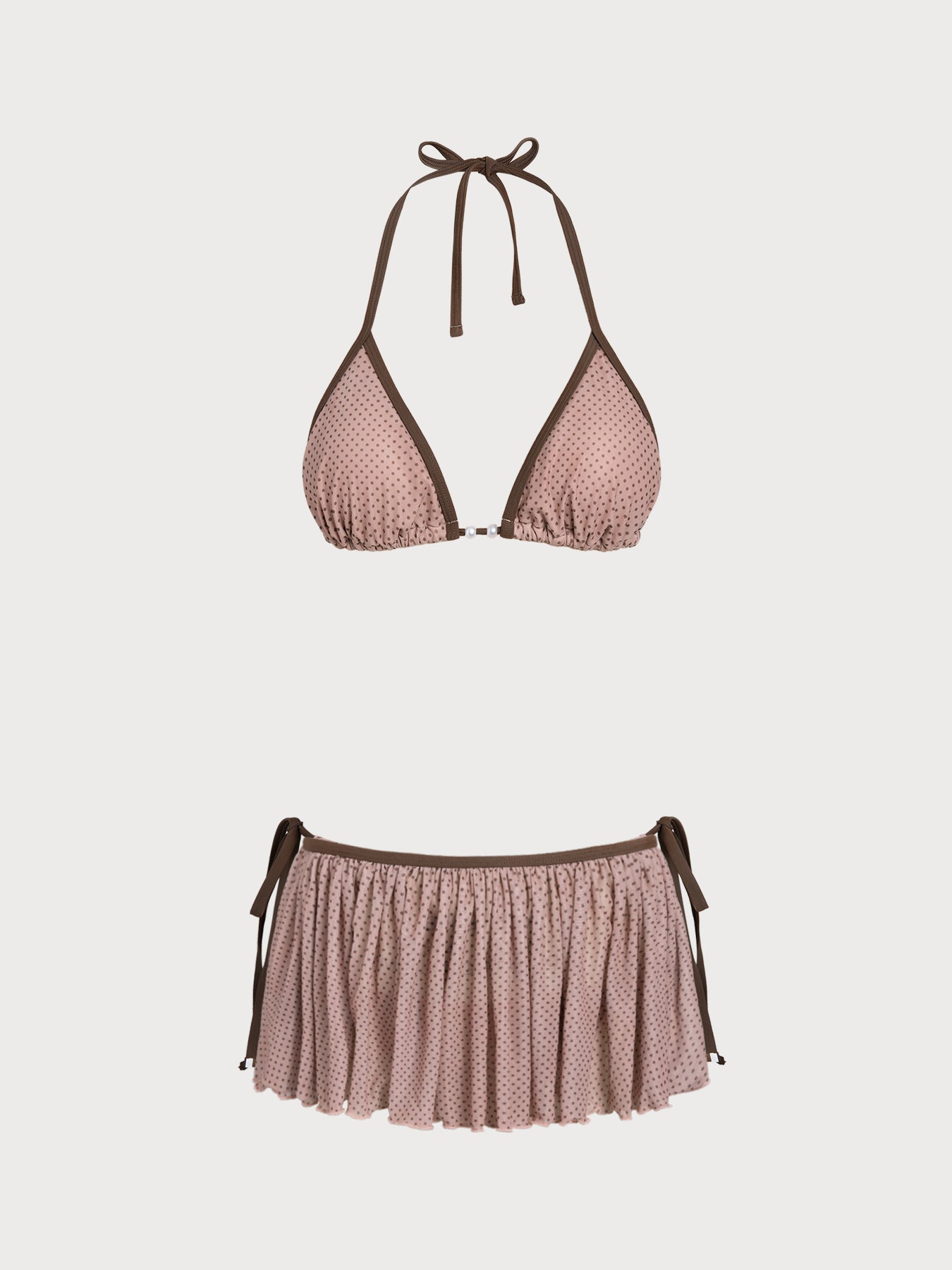 Women's Polyester Polka Dot Pearl Embellished Bikini Set Bikinis - SAMIOLSWIM