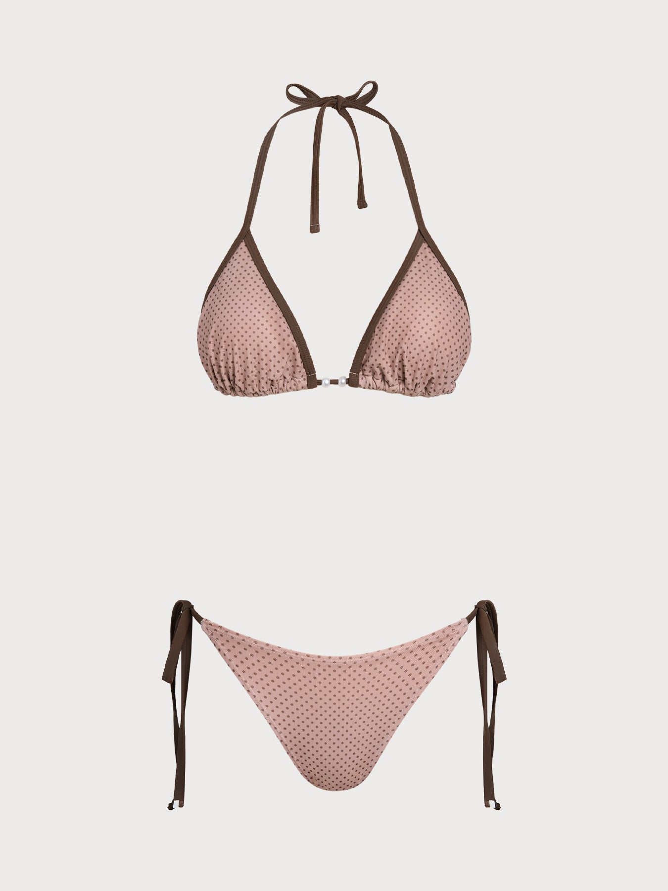 Women's Polyester Polka Dot Pearl Embellished Bikini Set Bikinis - SAMIOLSWIM