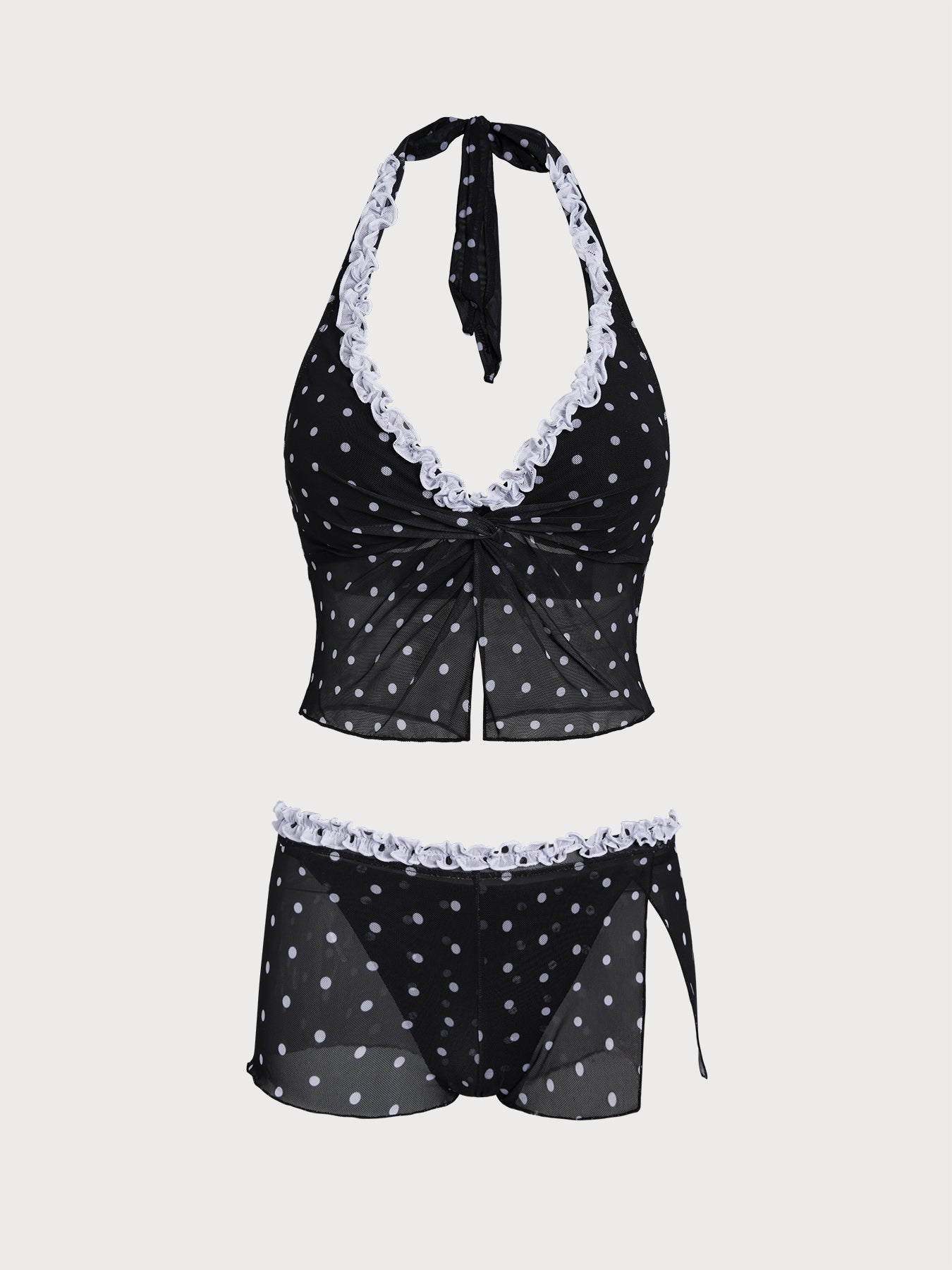 Women's Polyester Polka Dot Print Tankini Suit Tankinis - SAMIOLSWIM