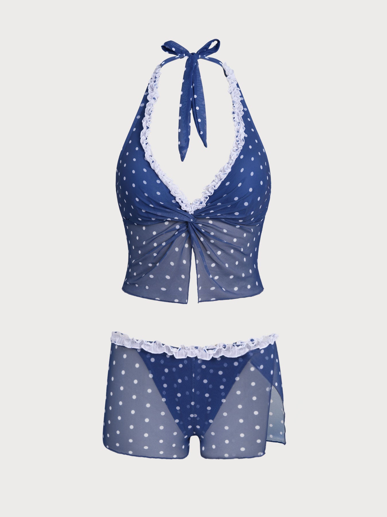 Women's Polyester Polka Dot Print Tankini Suit Tankinis - SAMIOLSWIM