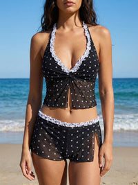 Women's Polyester Polka Dot Print Tankini Suit Tankinis - SAMIOLSWIM