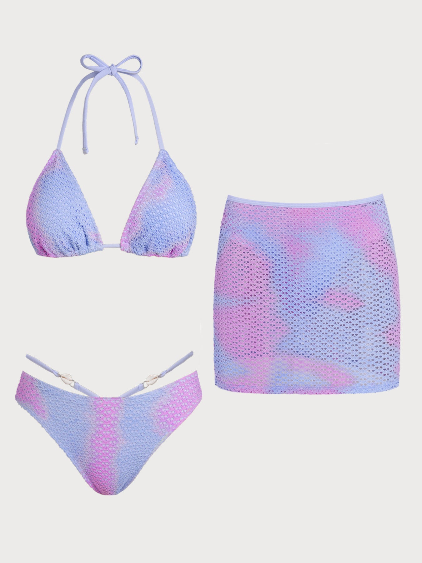 Salsation 最新作！Cotton Bra！ Tie−Dye Sサイズ Blue Tie-dye Bikini Three-Piece Set & Reviews - Blue - Bikinis