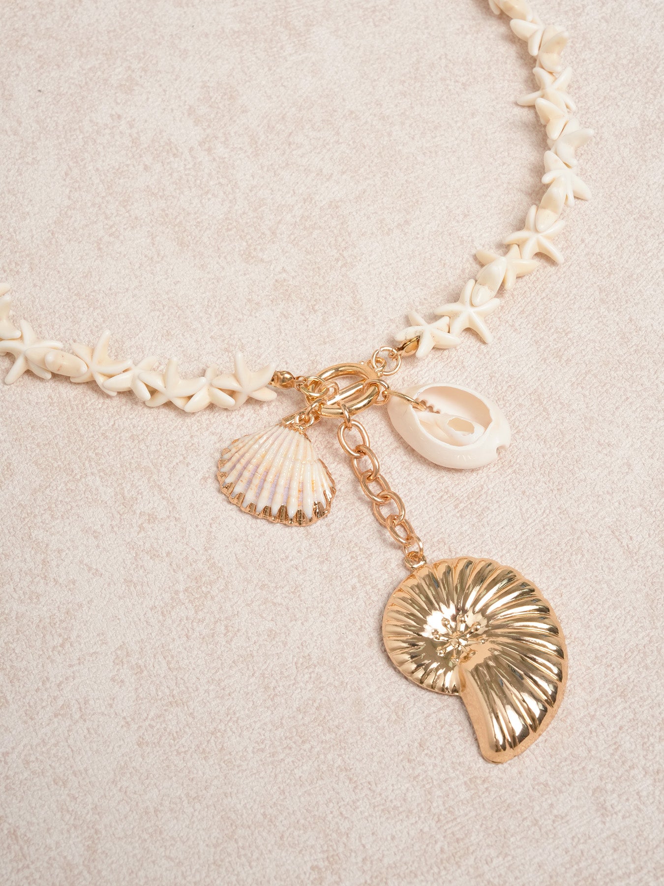 Women's Shell Alloy Starfish Bead Necklace Necklaces - SAMIOLSWIM