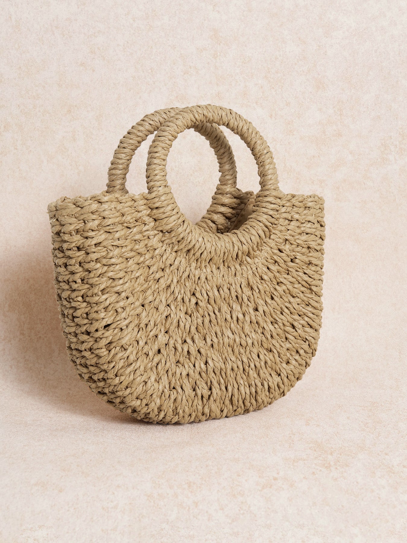 Women's Solid-Color Half-Moon Woven Handbag Bags - SAMIOLSWIM