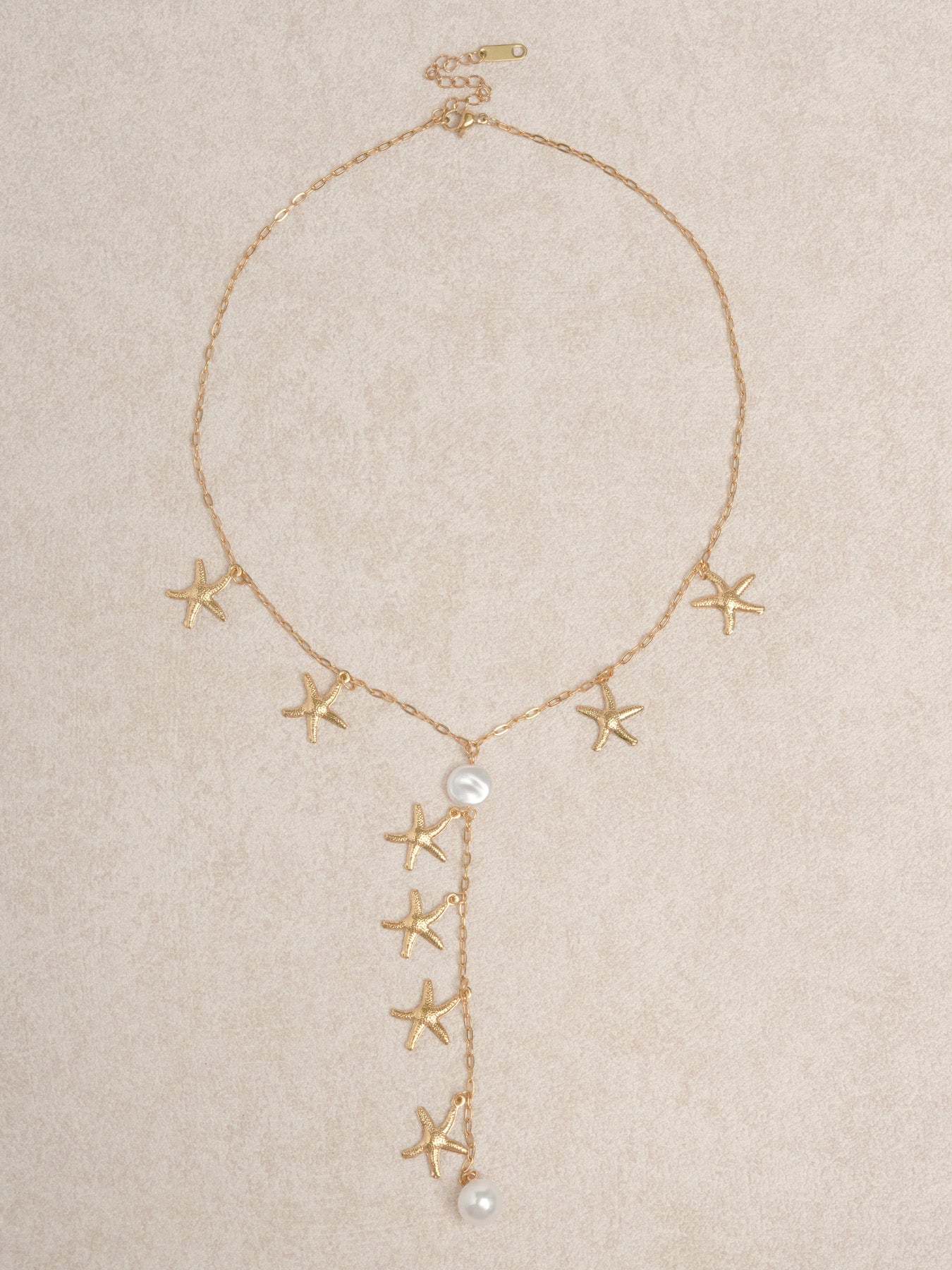 Women's Titanium Steel Pearl Starfish Tassel Pendant Necklace Gold Necklaces - SAMIOLSWIM
