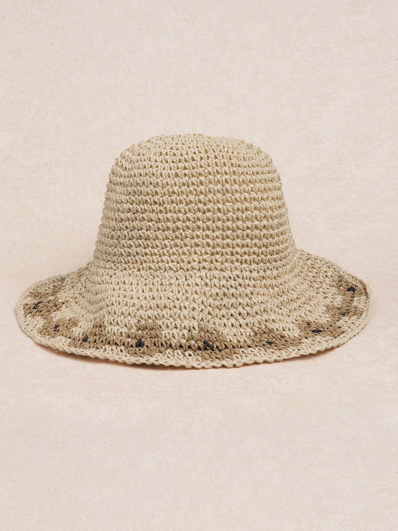 Women's woven vintage floral straw hat Khaki Hats - SAMIOLSWIM