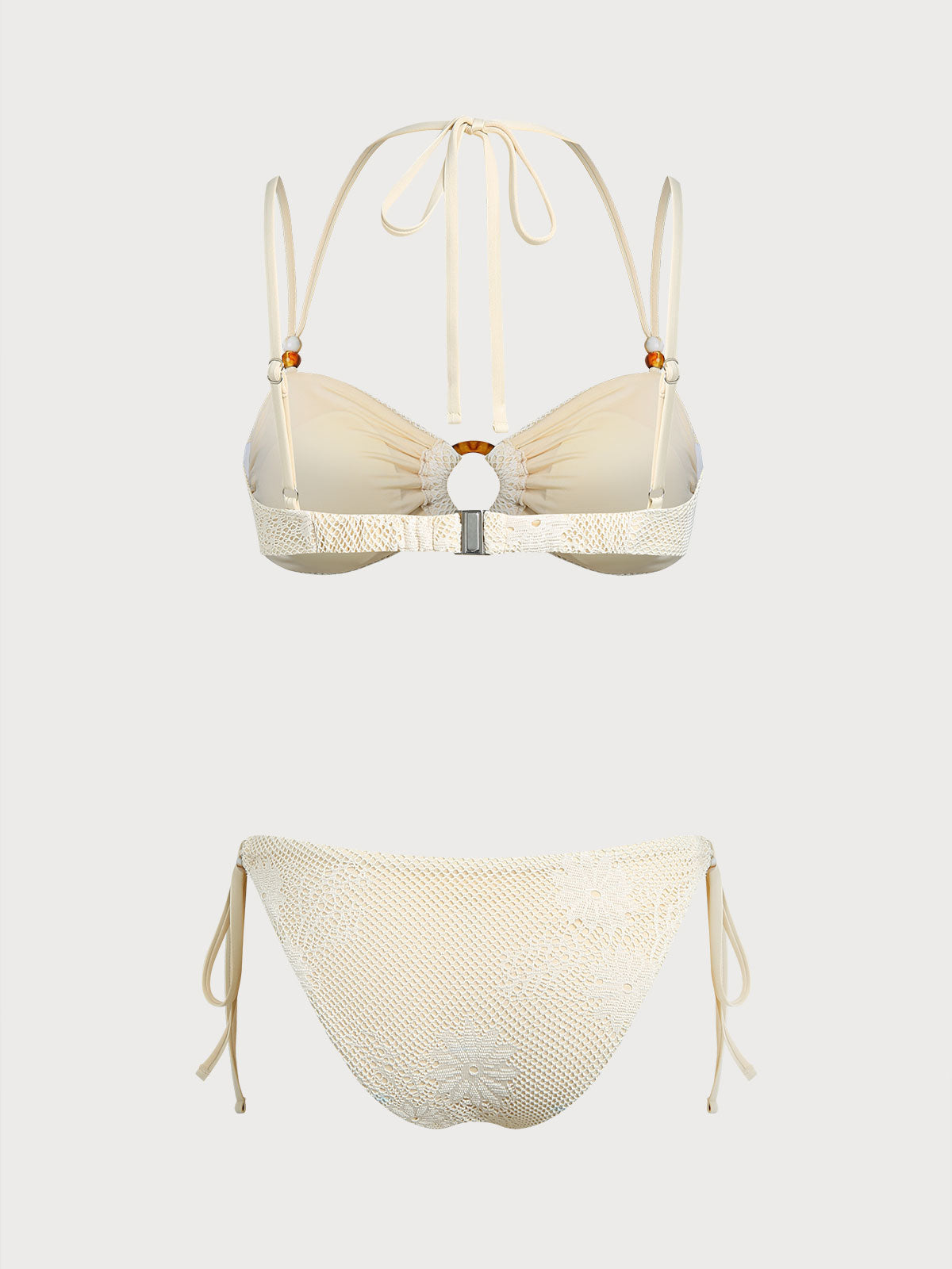 Beige O-Ring Floral Bikini Set & Reviews - Beige - Bikinis